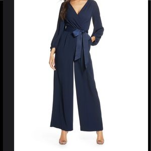 Faux wrap long sleeve Eliza J jumpsuit